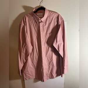 Men’s salmon colored dress button up long sleeve shirt by Roundtree & Yorke